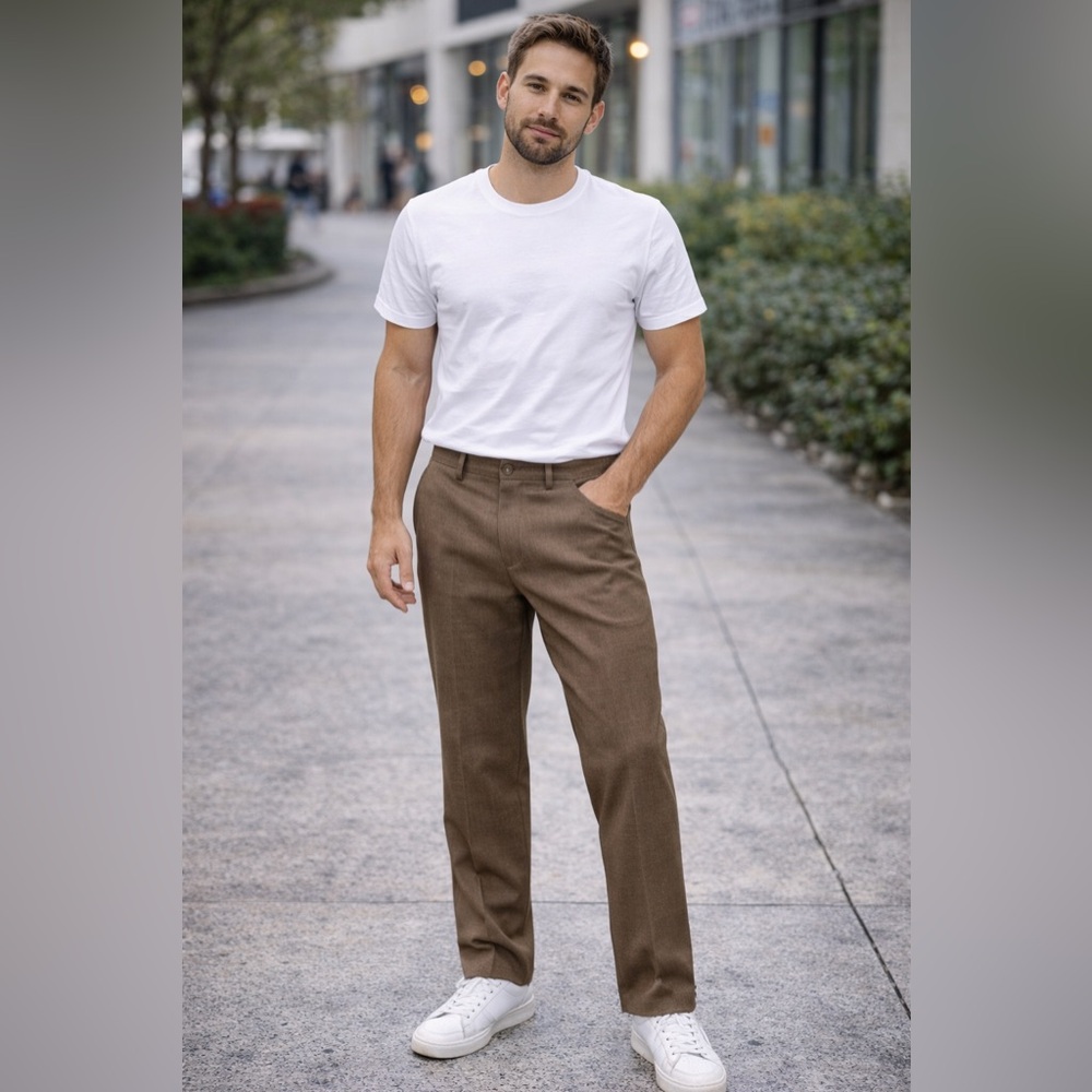 Izod Men's Brown Straight-Leg Chinos BB1